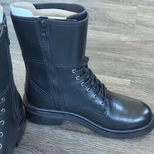 Rag & Bone Black Moto Lace-Up Boots